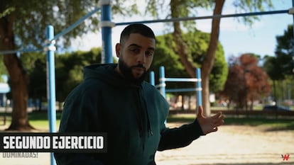 Captura de pantalla de un vídeo de Nordin sobre calistenia, subido a su canal de Youtube.