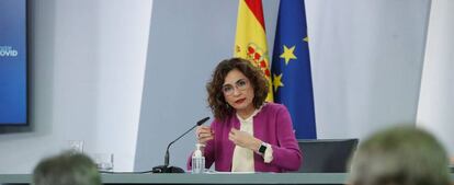 La ministra de Hacienda y portavoz del Gobierno, María Jesús Montero durante una rueda de prensa ofrecida tras la reunión del Consejo de Ministros.