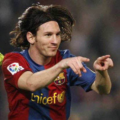 Messi celebra uno de sus goles al Getafe en la Copa.