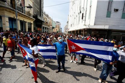 Manifestantes en las calles de La Habana