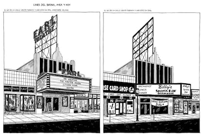 El teatro Earl del Bronx tal como era en 1941 y, a la derecha, hoy convertido en restaurante.