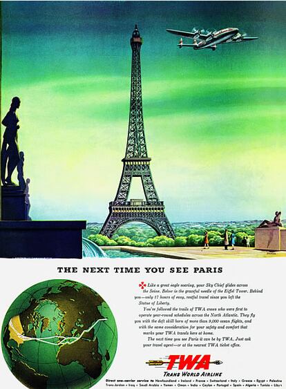 La TWA ofrecía en 1946 vuelos a París a un razonable precio.