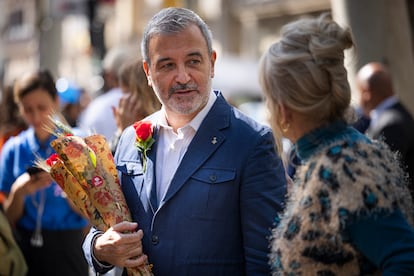 El alcalde de Barcelona, Jaume Collboni, en las Ramblas de Barcelona.