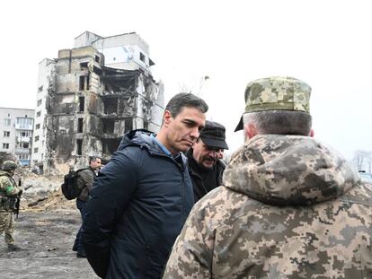 El presidente del Gobierno, Pedro Sánchez, visita la ciudad de Borodyanka antes de reunirse con el presidente de Ucrania.