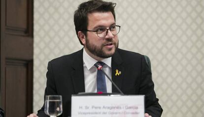 Pere Aragonès, vicepresident del Govern i conseller d'Economia, a la comissió del Parlament.