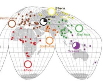 Mapa de las poblaciones analizadas en el estudio.