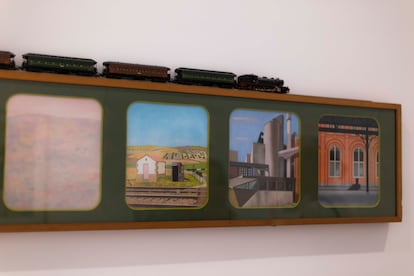 Obra expuesta del pintor Alfredo Alcain en la Sala Alcalá 31, Madrid.