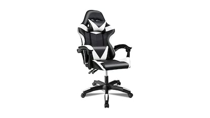 Silla de gamer sobre fondo blanco.