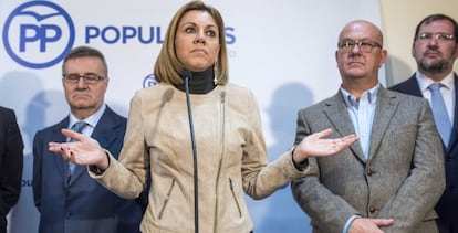 La secretaria general del PP, María Dolores de Cospedal, a principios de marzo.