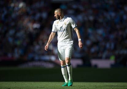 Karim Benzema en un partido de Liga.