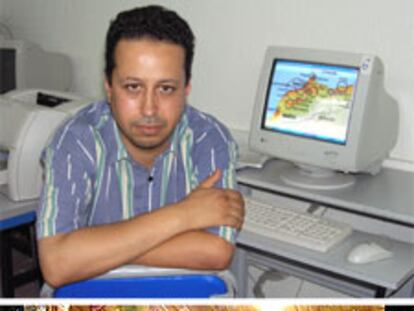 Arriba Jalil Yemmah, director de la Asociación de Amigos y Familiares de Víctimas de la Inmigración Clandestina, y abajo, escena en un mercado de Tánger.