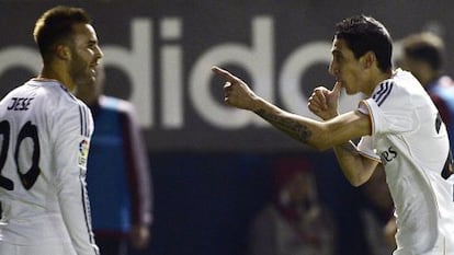 Jesé Rodríguez, junto a Dí María, durante el encuentro de Copa del Rey ante Osasuna