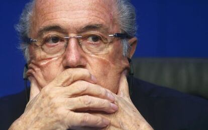 Blatter, en el congreso de la FIFA en la que fue reelegido por quinta vez.