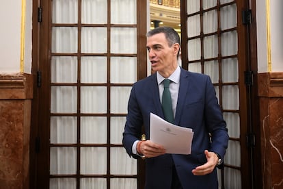 El presidente del Gobierno, Pedro Sánchez, durante una sesión de control al Gobierno, en el Congreso de los Diputados, este miércoles.