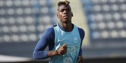 Paul Pogba, durant un entrenament amb la selecció de França.