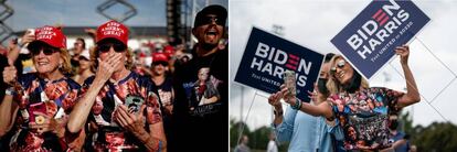 Partidarios de Donald Trump y simpatizantes de Joe Biden.