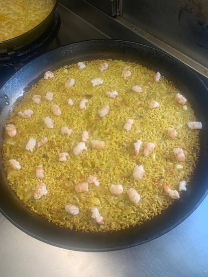 Arroz de puerros con gambón, del restaurante Berlanga. Imagen proporcionada por el establecimiento.