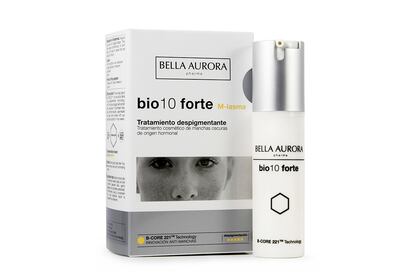 La línea bio10 forte, formulada con la exclusiva tecnología despigmentante B-CORE 221TM, trata cada mancha según su origen: solares, hormonales (en la imagen) o inflamatorias.