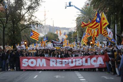 Manifestación convocada por la ANC y Omnium en Barcelona.