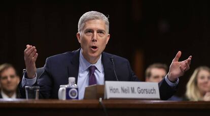 El juez Neil Gorsuch, en un instante de la audiencia.