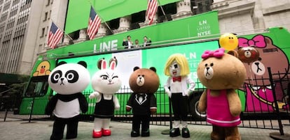 Los populares &#039;stickers&#039; de Line toma la Bolsa de Nueva York durante el debut burs&aacute;til de la compa&ntilde;&iacute;a.