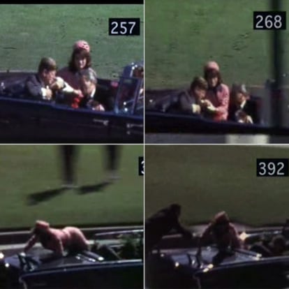 Cuatro secuencias de la filmación del asesinato de John Kennedy el 22 de noviembre de 1963.