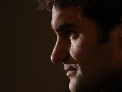 Federer, durante una rueda de prensa en Londres.