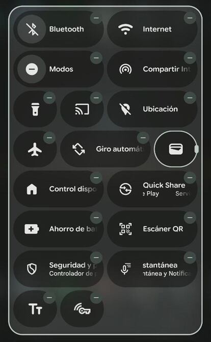 Ajustes rápidos en Android 16 redimensionados