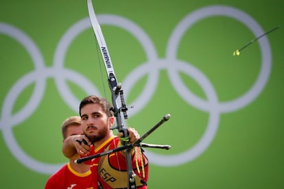 L'espanyol Juan Rodrguez Libana, en un moment de la competici de tir amb arc al Sambdromo a Rio de Janeiro.