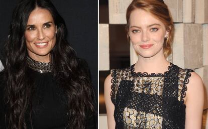 Las actrices Demi Moore y Emma Stone.