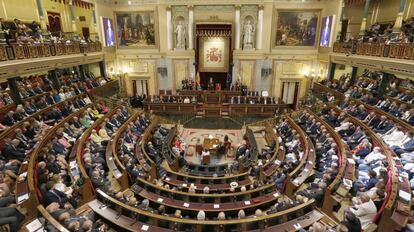 Vista general del hemic&iacute;clo del Congreso de los Diputados. 