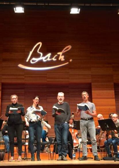 Louise Kemény, Claudia Huckle, Mark Padmore y Roderick Williams en un momento del ensayo de la 'Pasión según san Mateo'.