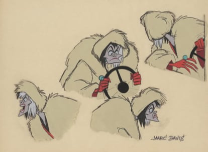 Cruella Devil, dibujada por se creador, Marc Davis.