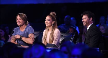 Keith Urban, Jennifer Lopez y Harry Connick Jr. en la temporada 14.