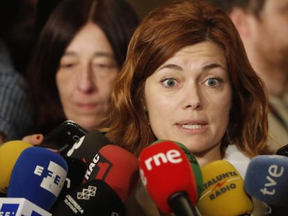 Elisenda Alamany de Catalunya en Comú Podem tras la reunión que ha mantenido con representantes de Ciudadanos.