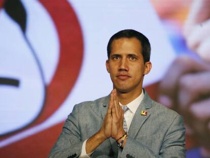 Juan Guaidó, durante un encuentro con universitarios en Caracas. 