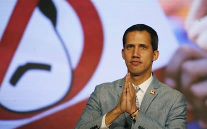 Juan Guaidó, durante un encuentro con universitarios en Caracas. 