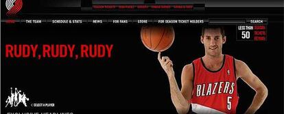 Rudy Fernández posa para la web de los Portland Trail Blazers con su nueva camiseta.
