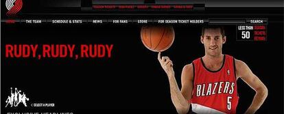 Rudy Fernández posa para la web de los Portland Trail Blazers con su nueva camiseta.