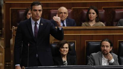 Pedro Sánchez, durante la sesión de control al Gobierno.