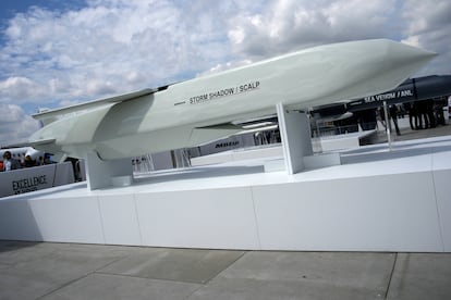 A Storm Shadow/SCALP missile last June at an exhibition north of Paris, France.