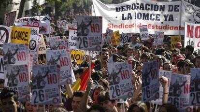 Manifestación de estudiantes contra las reválidas.
