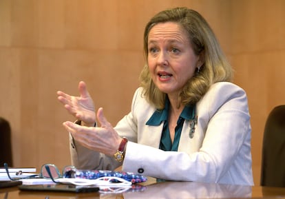 Nadia Calviño, vicepresidenta segunda y ministra de Economía, en la sede del ministerio.