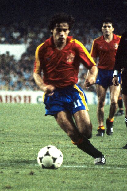 El futbolista de la selección española López Ufarte en el Irlanda y España del Mundial del 82.