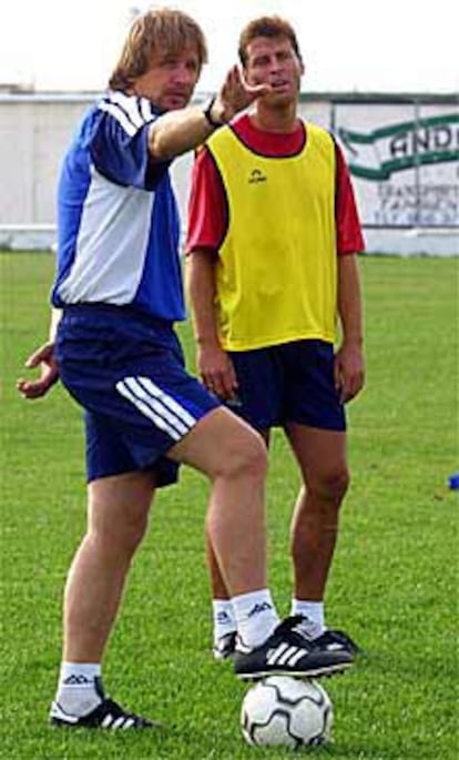 Schuster, durante un entrenamiento con el Xerez.