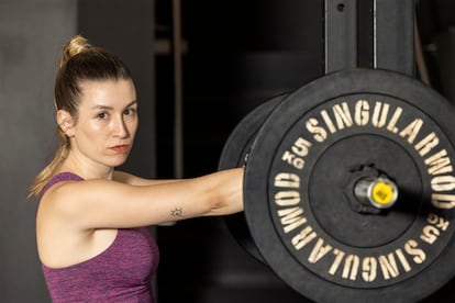 Eva Soriano, actriz y humorista, en el box de CrossFit, el 18 de julio.
