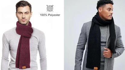 Esta bufanda de hombre, un complemento de moda siempre vigente, se vende en tres colores elegantes.