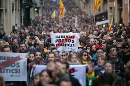 Manifestación organizada, en febrero de 2019, por los Comités de Defensa de la República (CDR) en Barcelona.