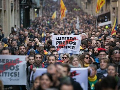Manifestación organizada, en febrero de 2019, por los Comités de Defensa de la República (CDR) en Barcelona.