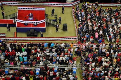 Donald Trump addresses supporters at a campaign rally on July 20 in Grand Rapids.